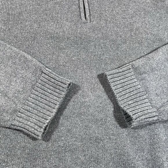 LL Bean 1/4 Zip Grey Cotton Knit Mock Neck Pullover Sweater Men's Size XL - Picture 4 of 8